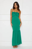 Stylish Snake Strapless Maxi Dress Green