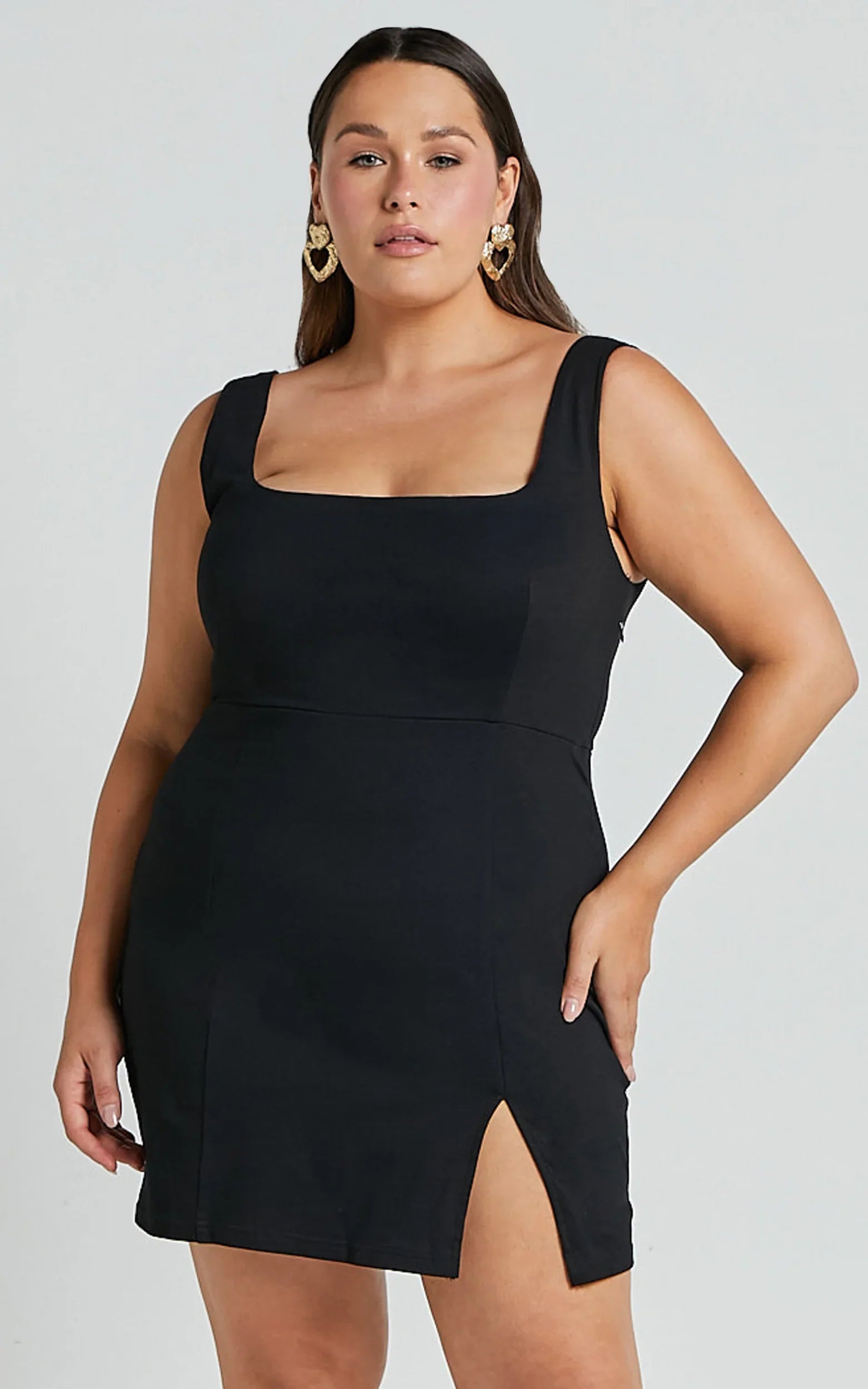 Hughes Mini Dress Square Neck Dress in Black