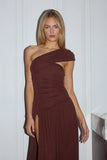 LARSEN ONE SHOULDER MAXI DRESS ESPRESSO