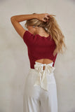 Scarlett Satin Tie Back Knit Top