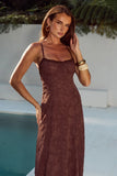 ELLERBY FRILL TRIM MAXI DRESS CHOCOLATE