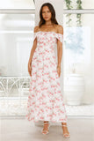 Pink Fantasy Off The Shoulder Maxi Dress Pink