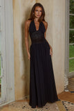 FERNANDA PLUNGE HALTER MAXI DRESS BLACK