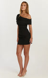 Kairose Mini Dress Asymmetrical Sleeve Dress in Black
