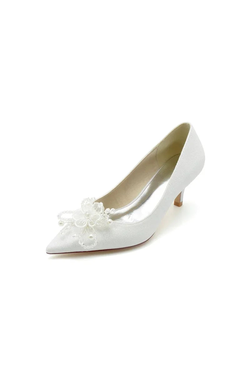 Flower Pointed Toe Wedding Stiletto Heels