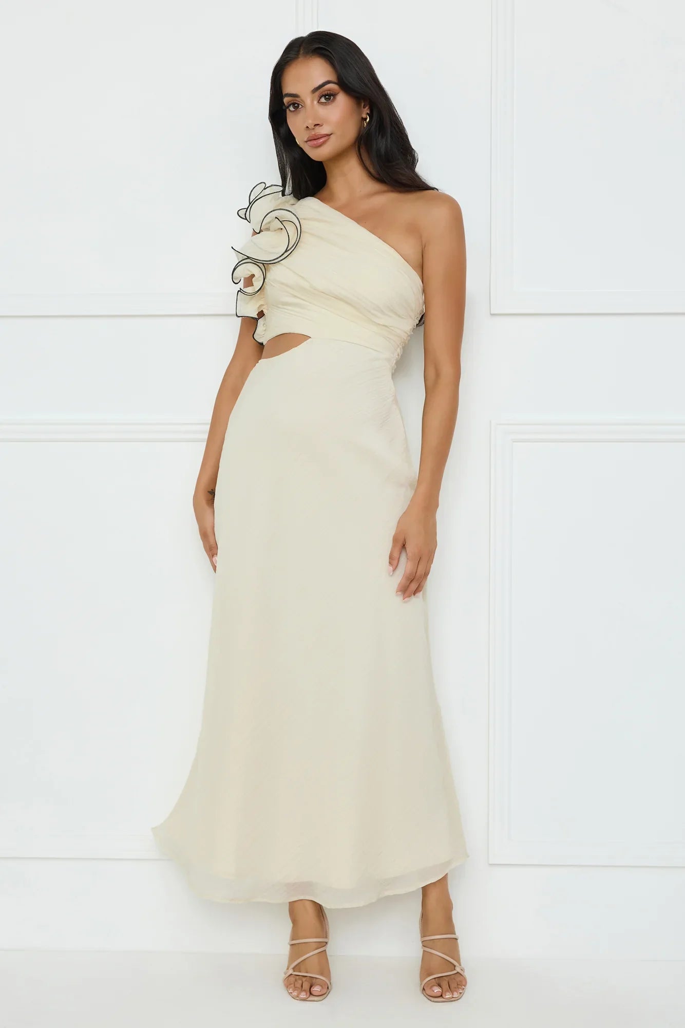 Harbour Dreams One Shoulder Maxi Dress Cream
