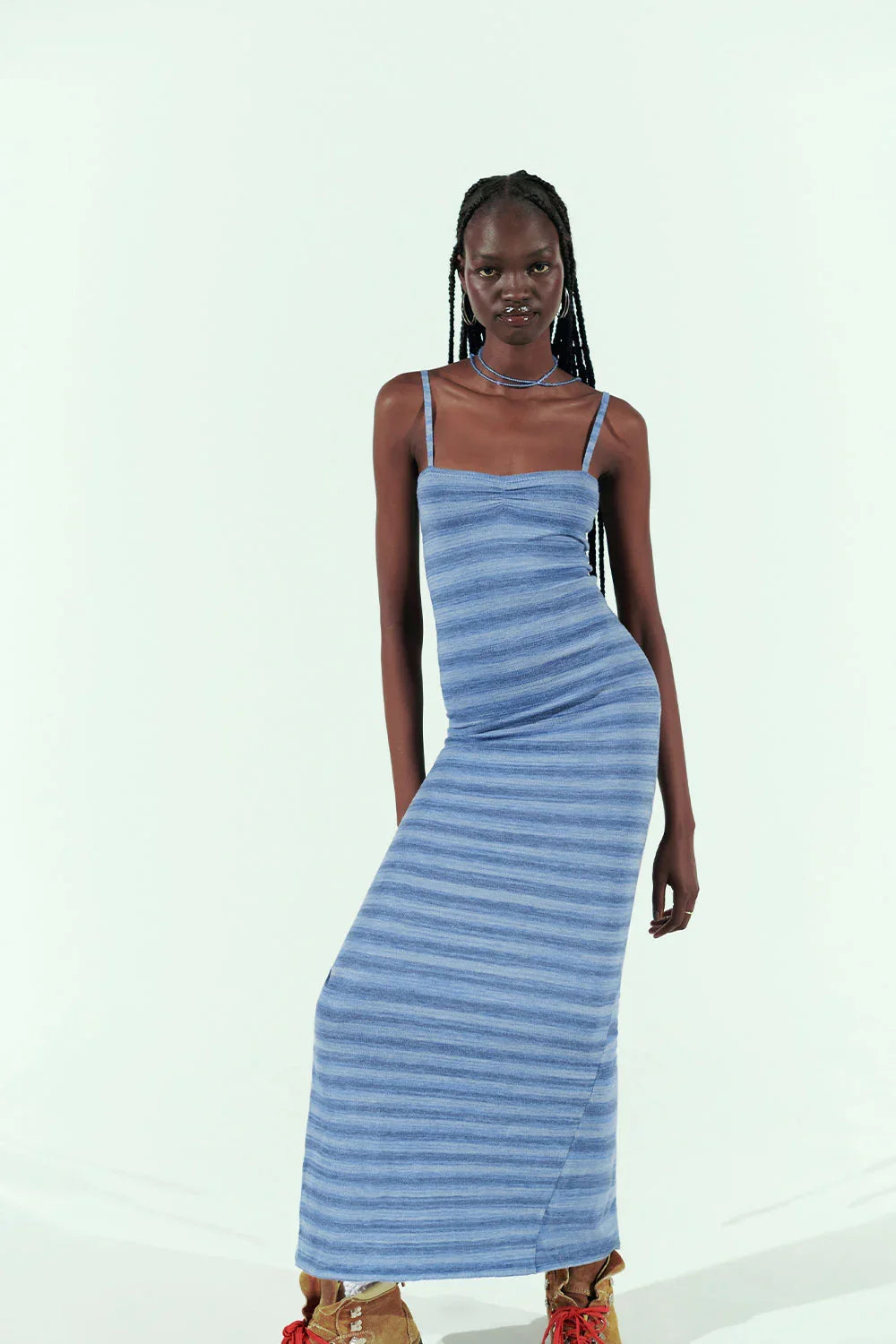 Carmen Lightweight Knit Maxi Dress Sonoma Stripe Blue