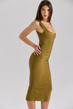 olive midi bandage dress