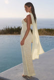 AMANA STRAPLESS SCARF MAXI DRESS LEMON