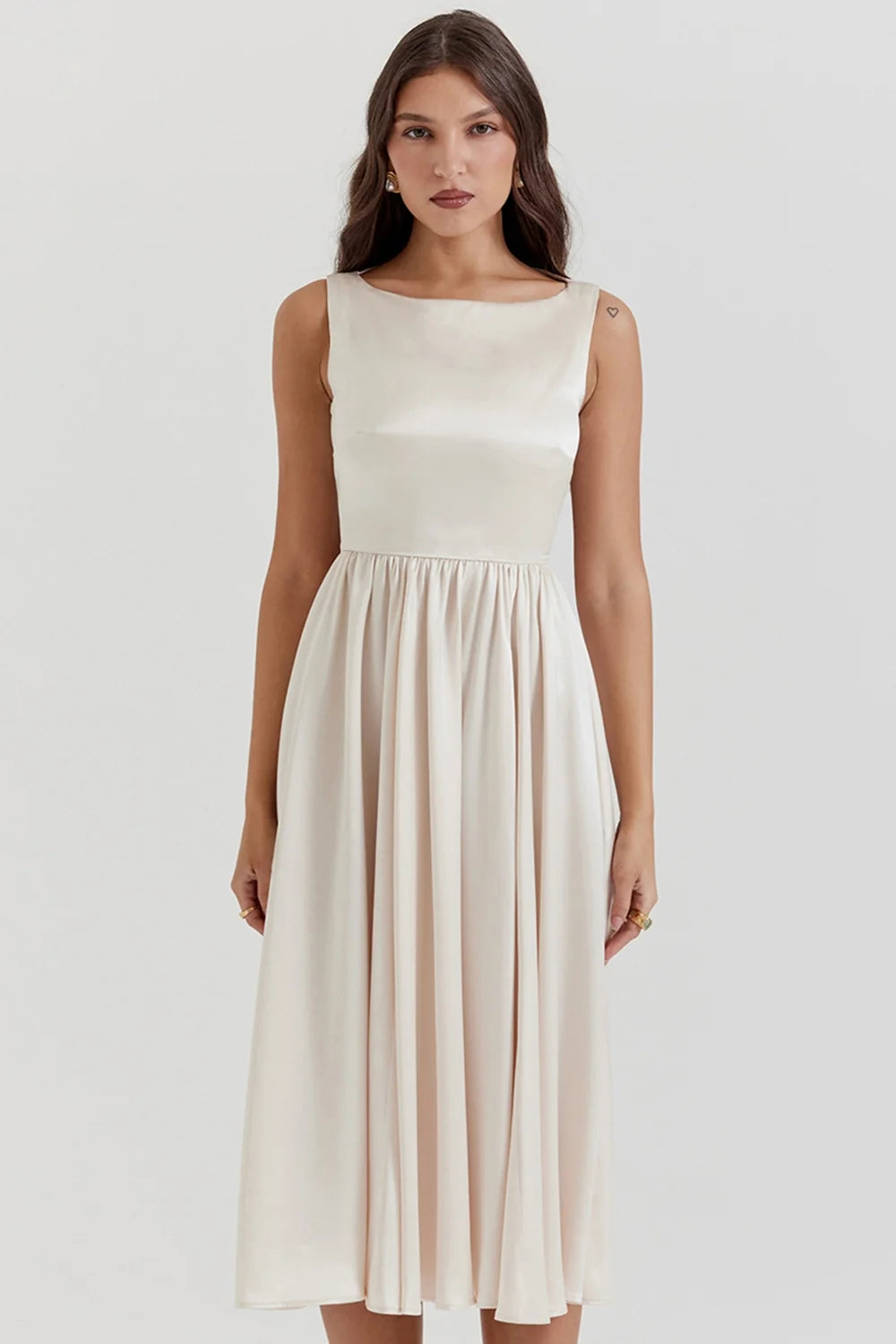 vintage cream midi dress