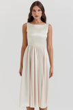 vintage cream midi dress
