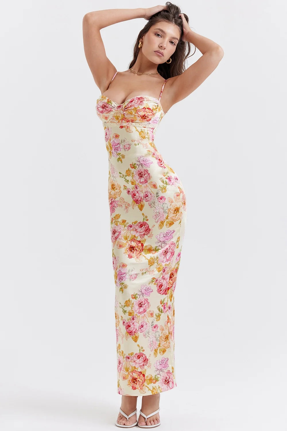 ivory floral maxi dress