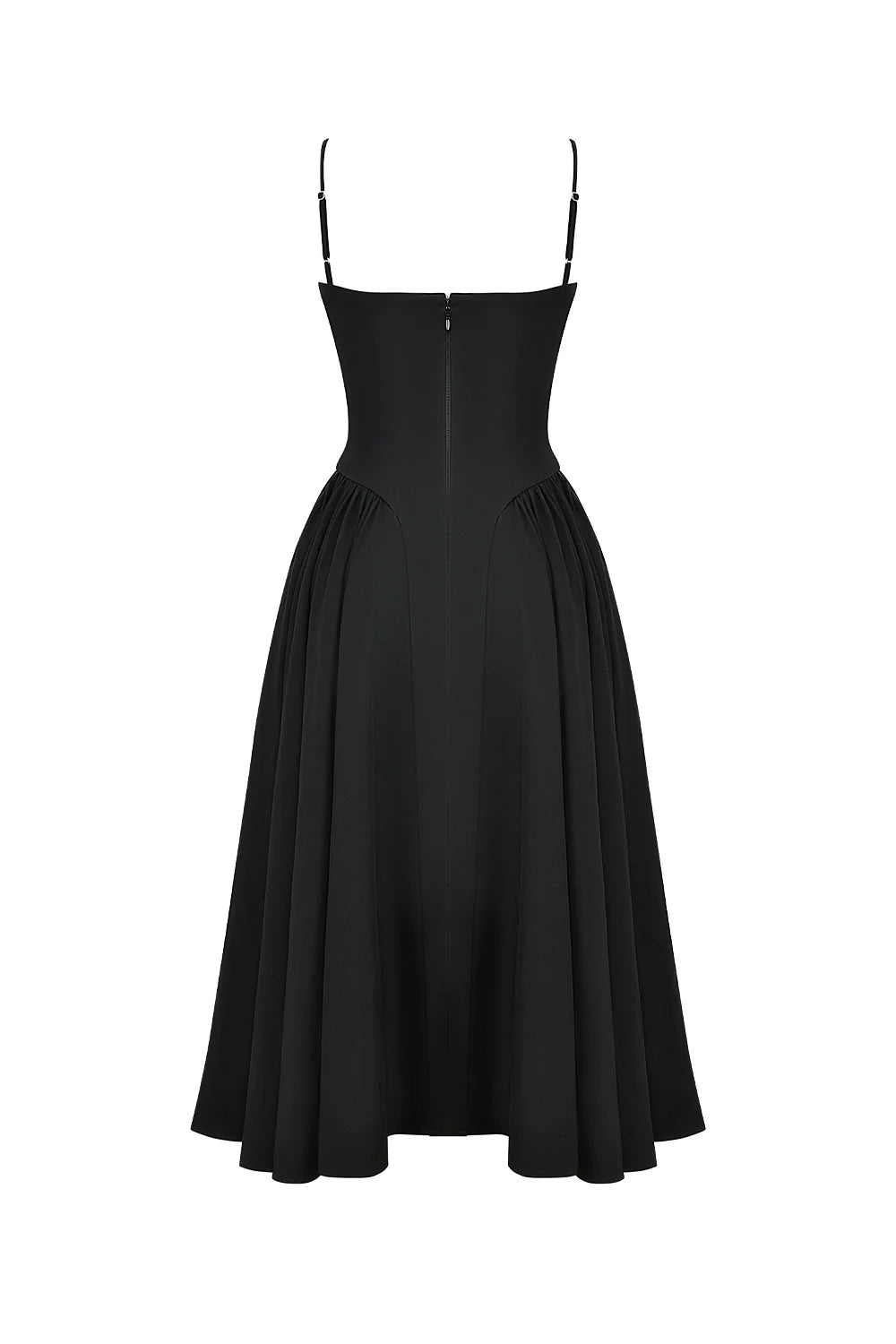 black corset midi dress