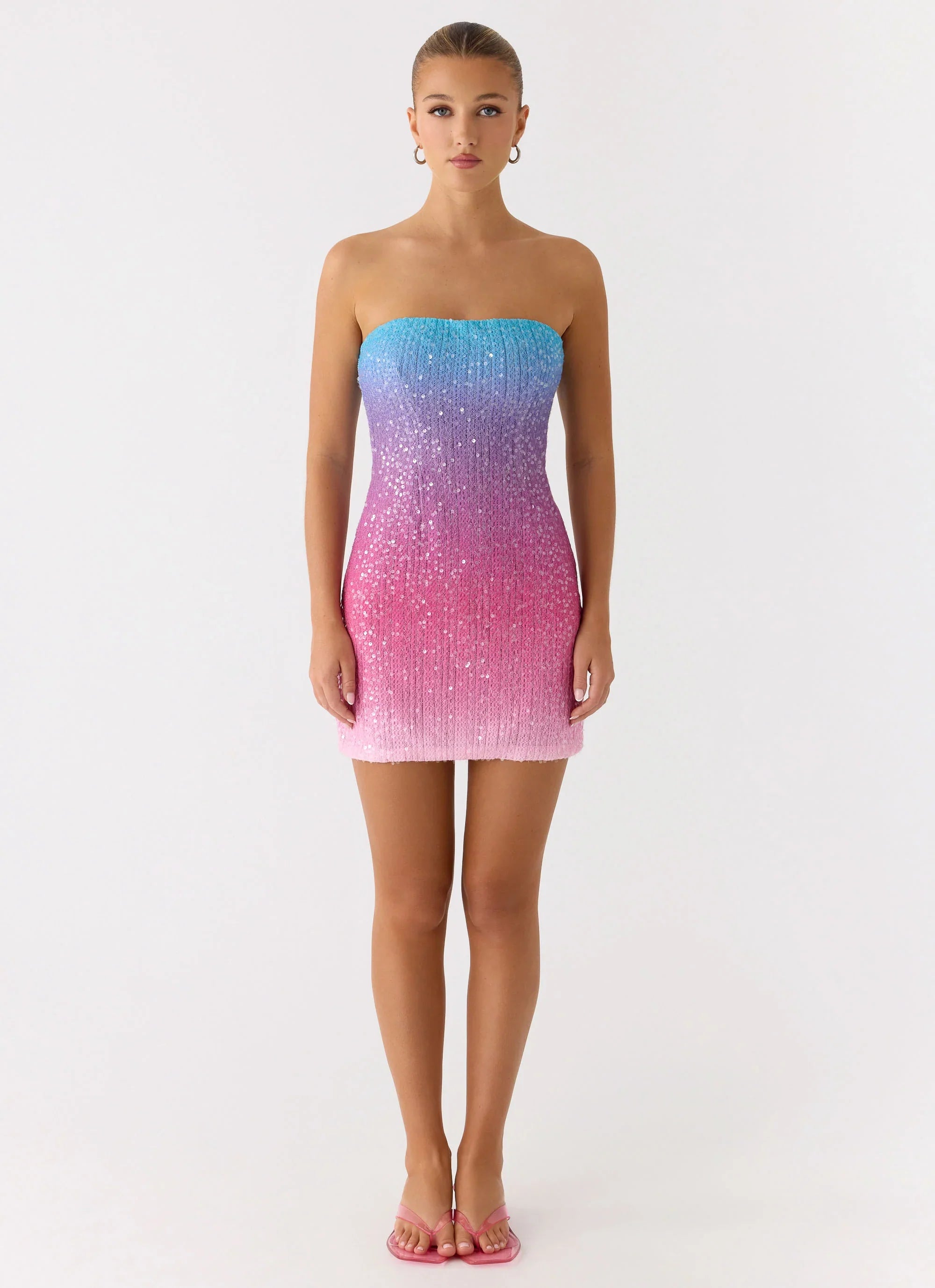 Step Closer Sequin Knit Mini Dress Disco Ombre