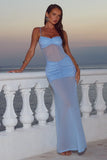 CASSIE GLITTER MESH MAXI DRESS BLUEBELL