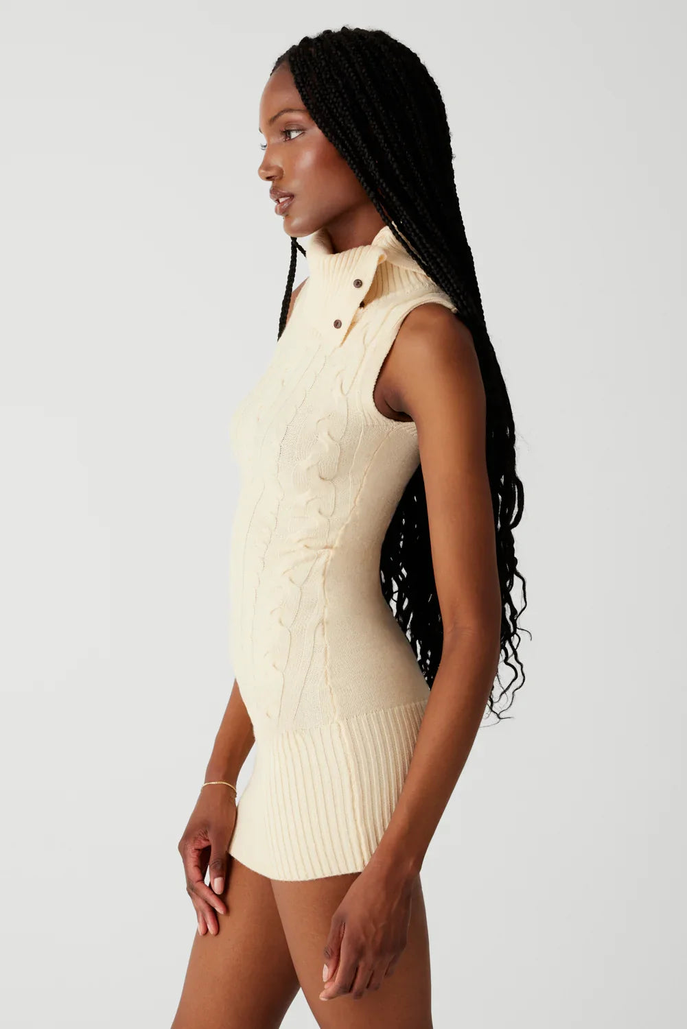 Storm Cable Cloud Knit Mini Dress French Vanilla
