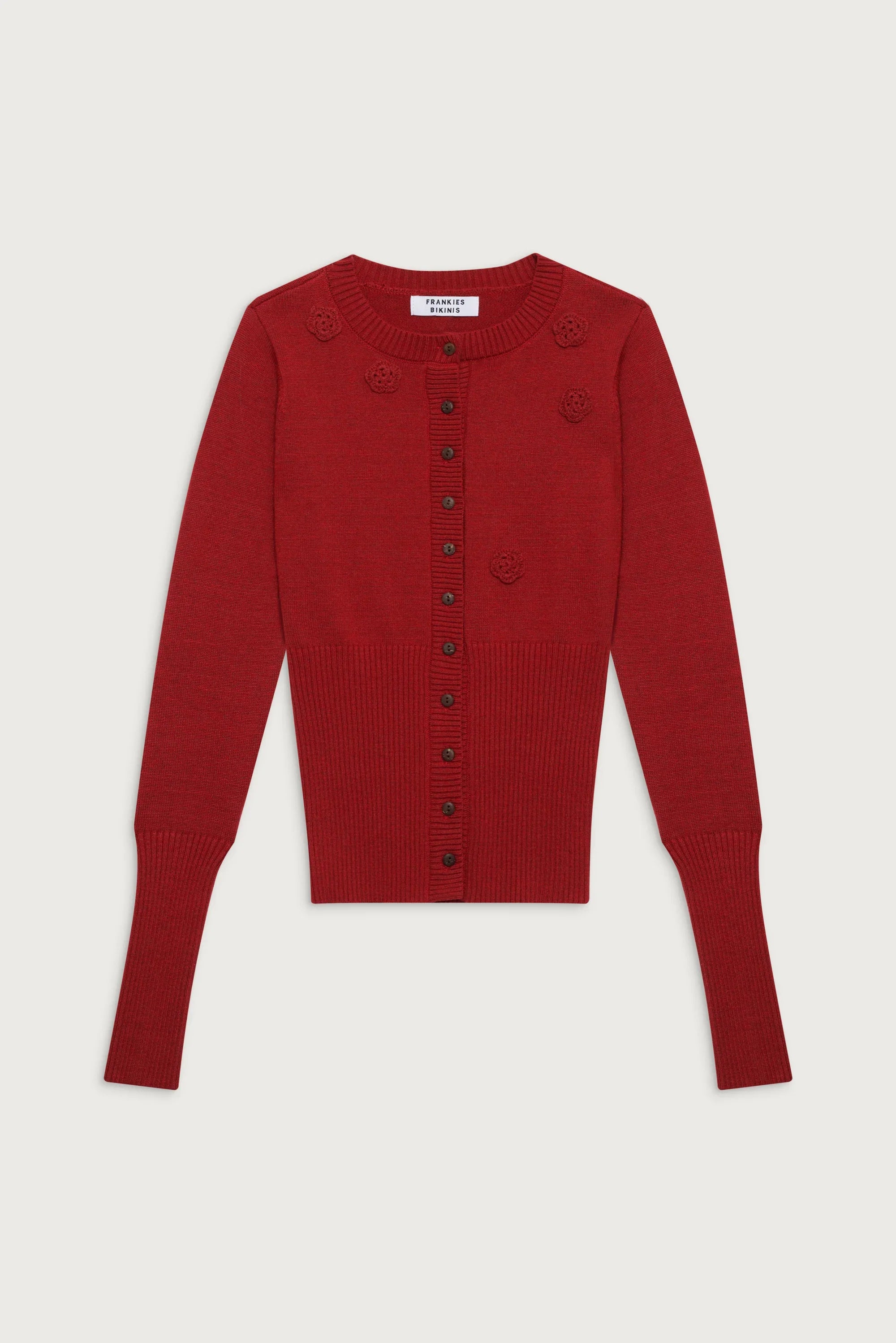 Lenon Cloud Knit Button Up Cardigan Red Velvet