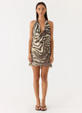 Varindra Cowl Mini Dress Zebra
