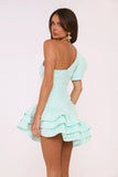 Isle De Luxe One Shoulder Mini Dress Mint