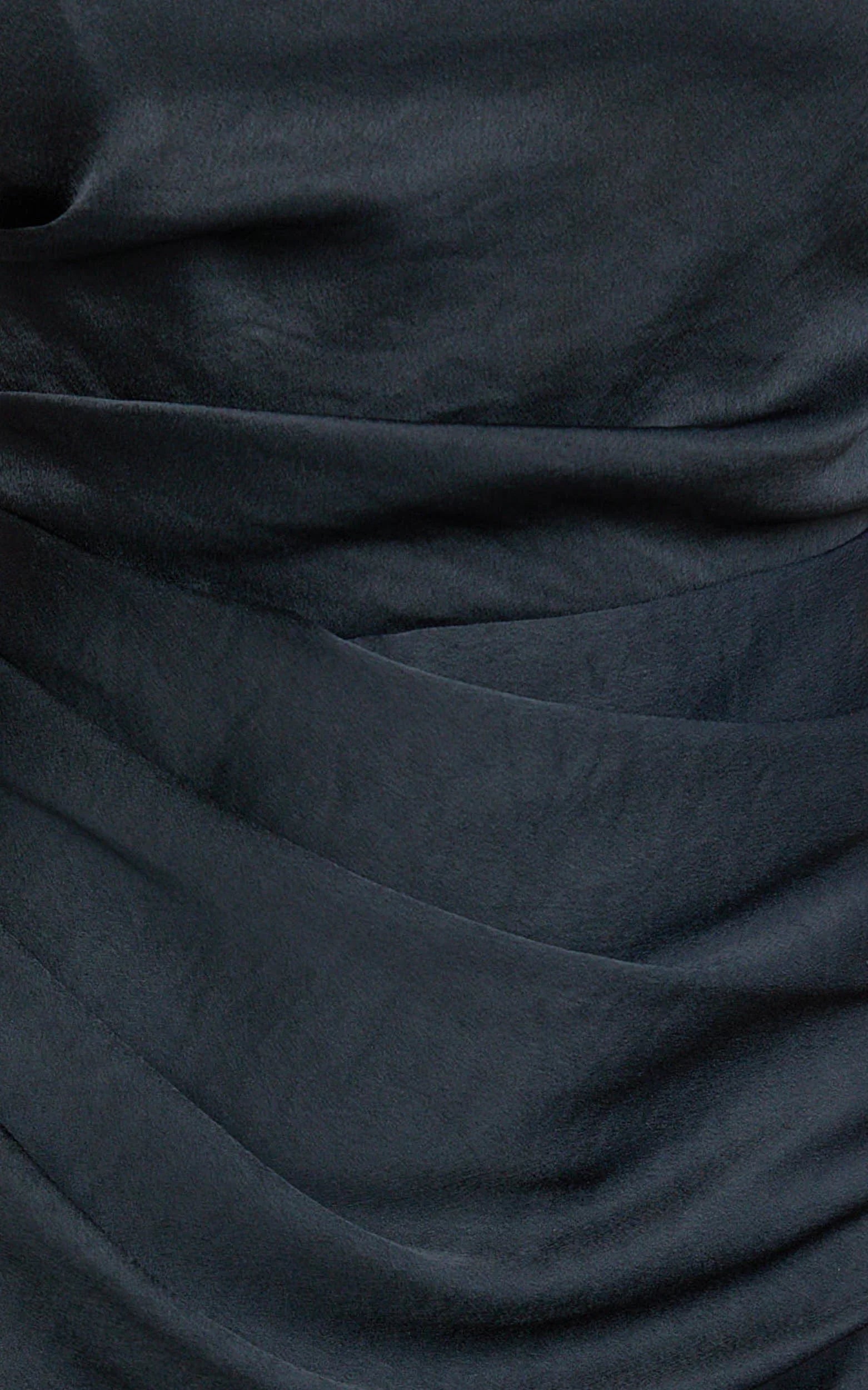 Rumi Midi Dress Rushed Bodiest Satin Dress in Navy