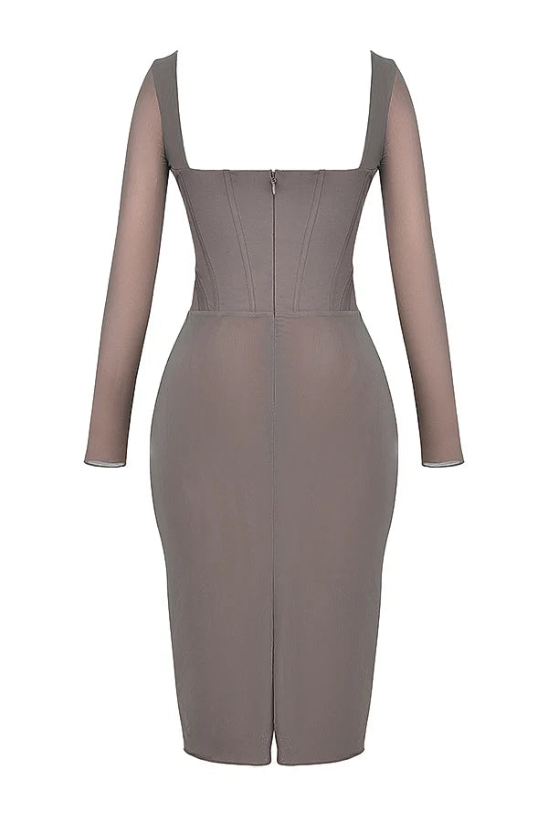 mocha corset midi dress