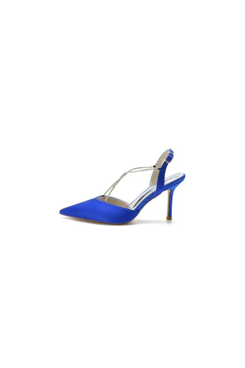 Pointed Toe Crystal Ankle Strap Stiletto Heels