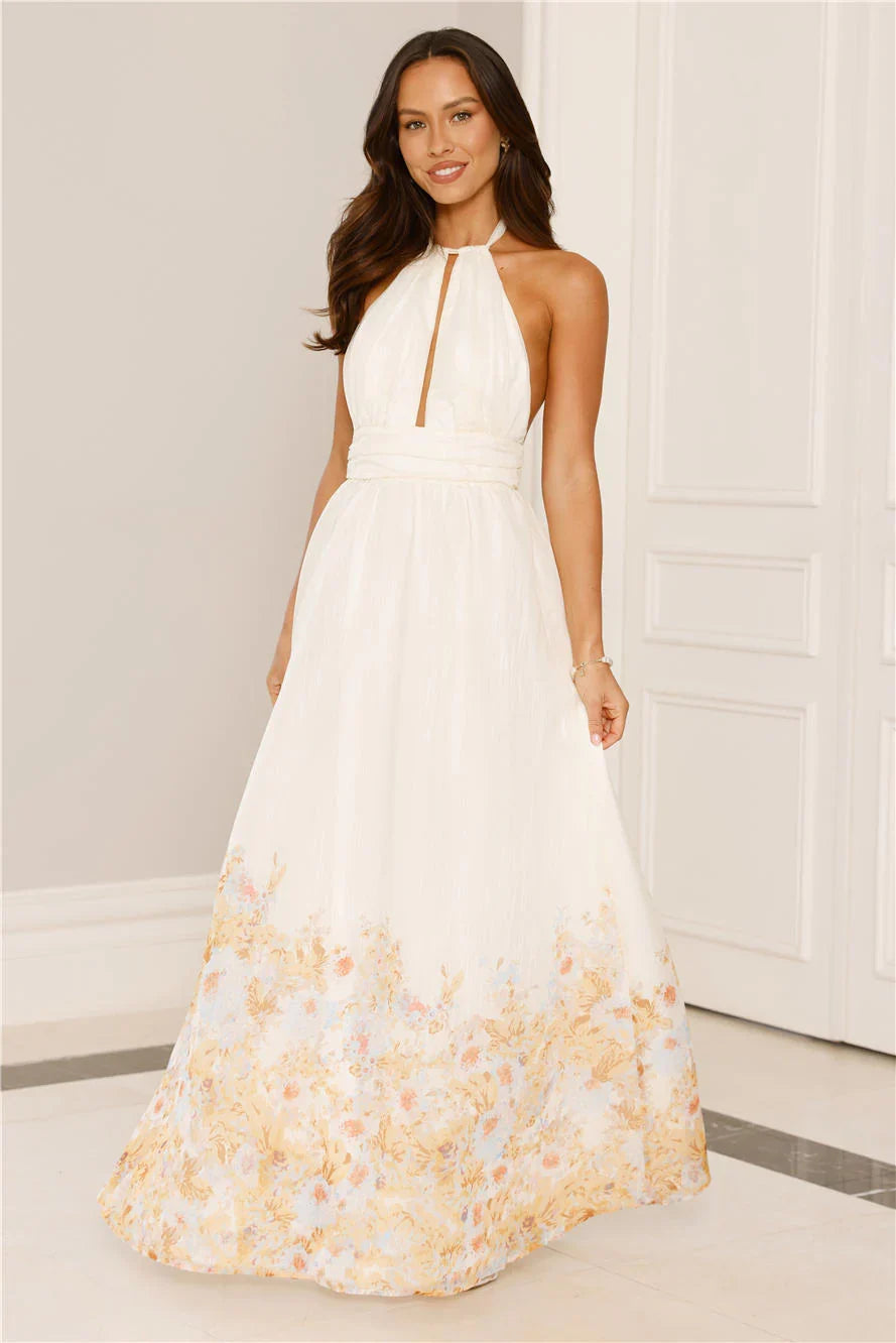 The Meadows Secret Halter Maxi Dress Yellow