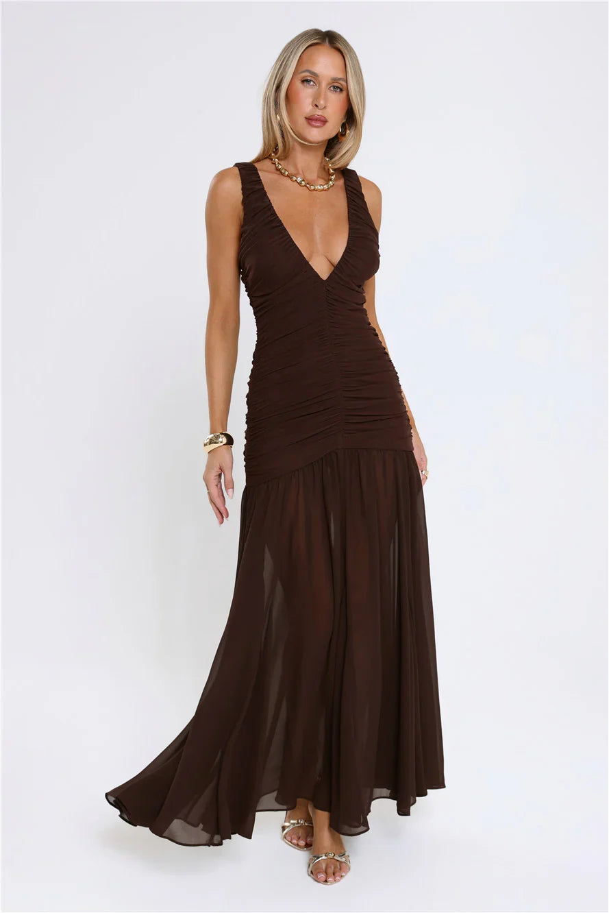 Flirt And Fling Maxi Dress Brown