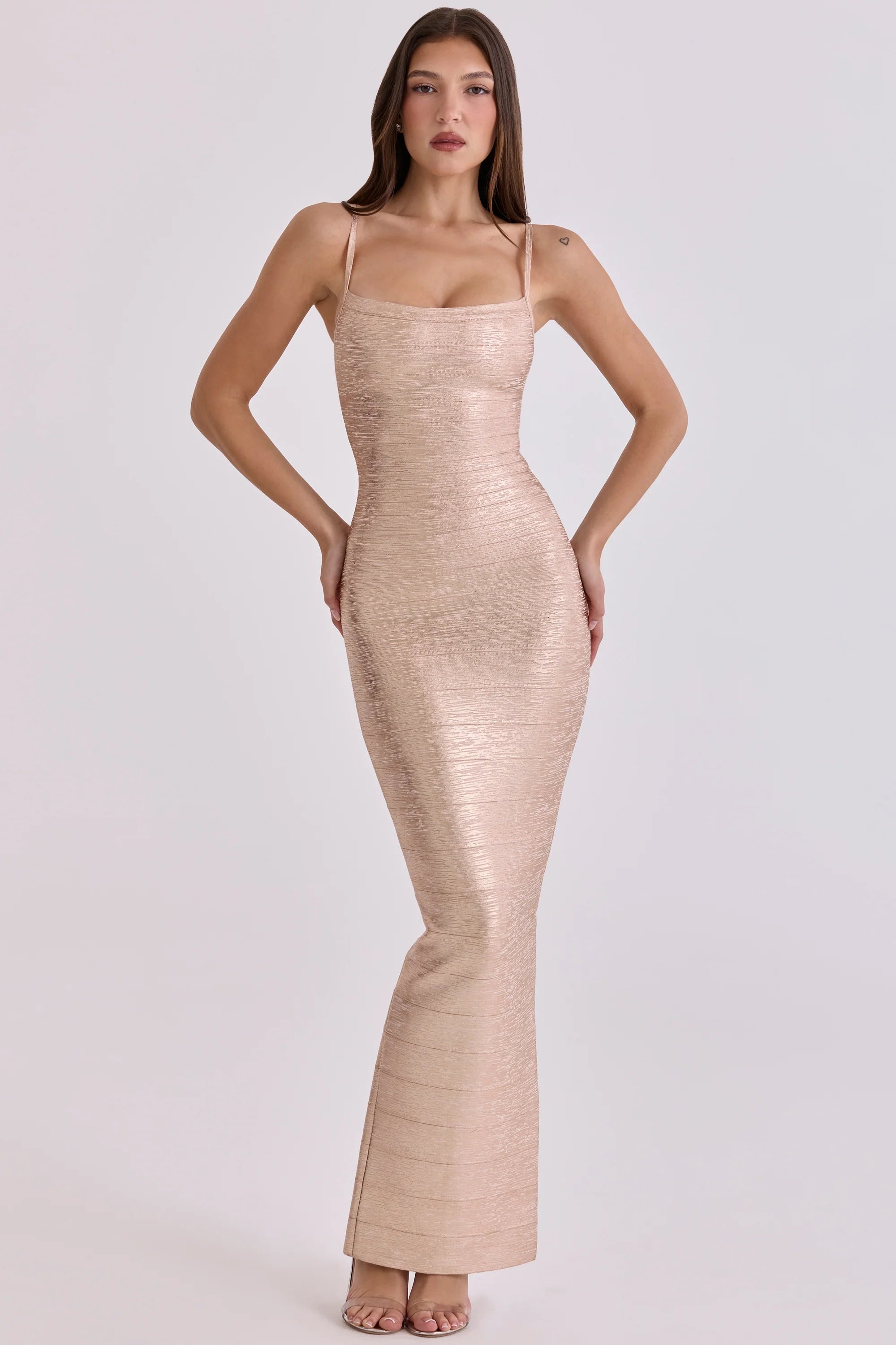 champagne bandage maxi dress limited edition