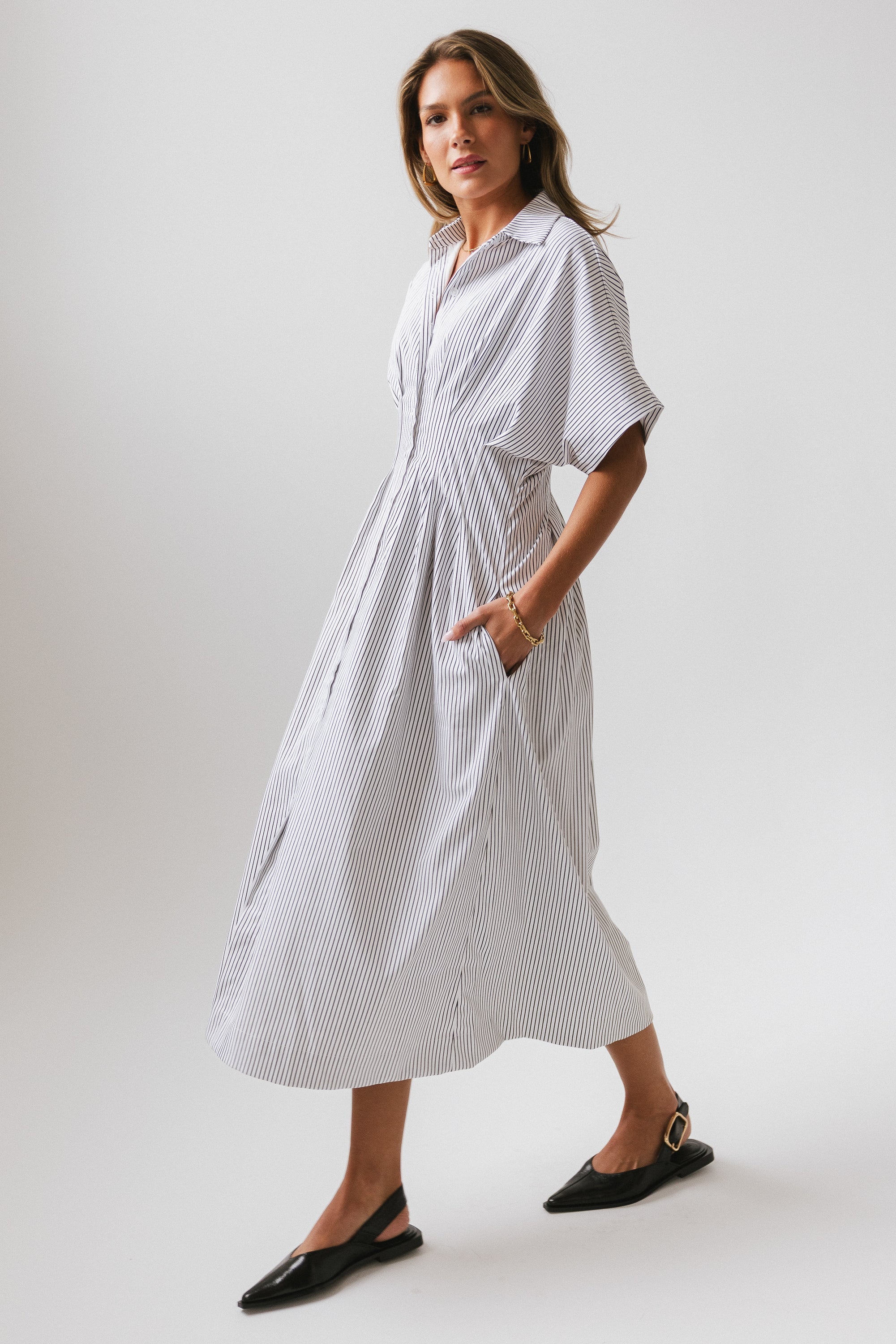 Collins Striped Maxi Dress in White