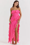 fuchsia ruffle maxi dress