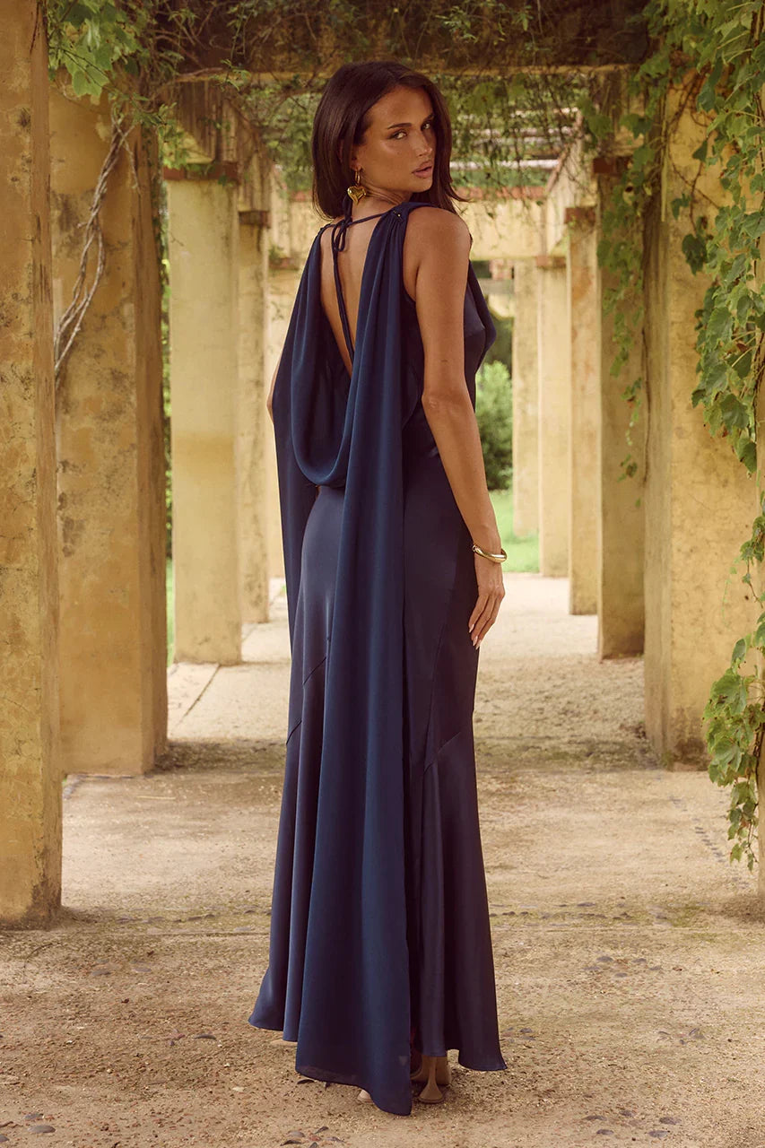 GABRIELLA COWL MAXI DRESS NAVY