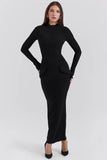 black turtleneck maxi dress
