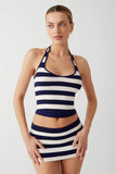 Marialla Knit Halter Top Sea Stripe