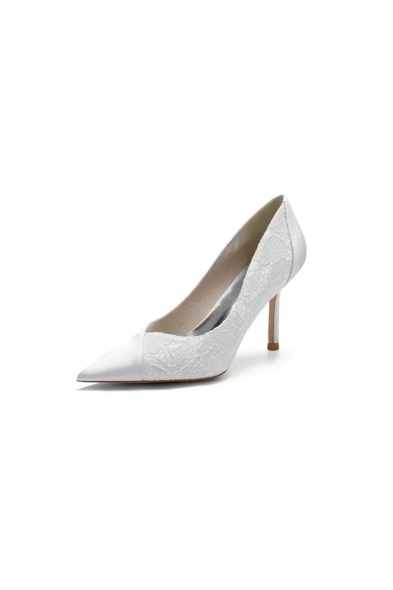Stiletto Pointy Heels Lace Wedding Shoes