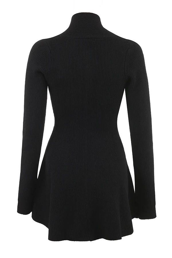 black wool knitted cardigan dress