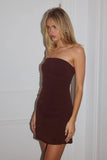 CAIRO STRAPLESS MINI DRESS BITTER CHOCOLATE