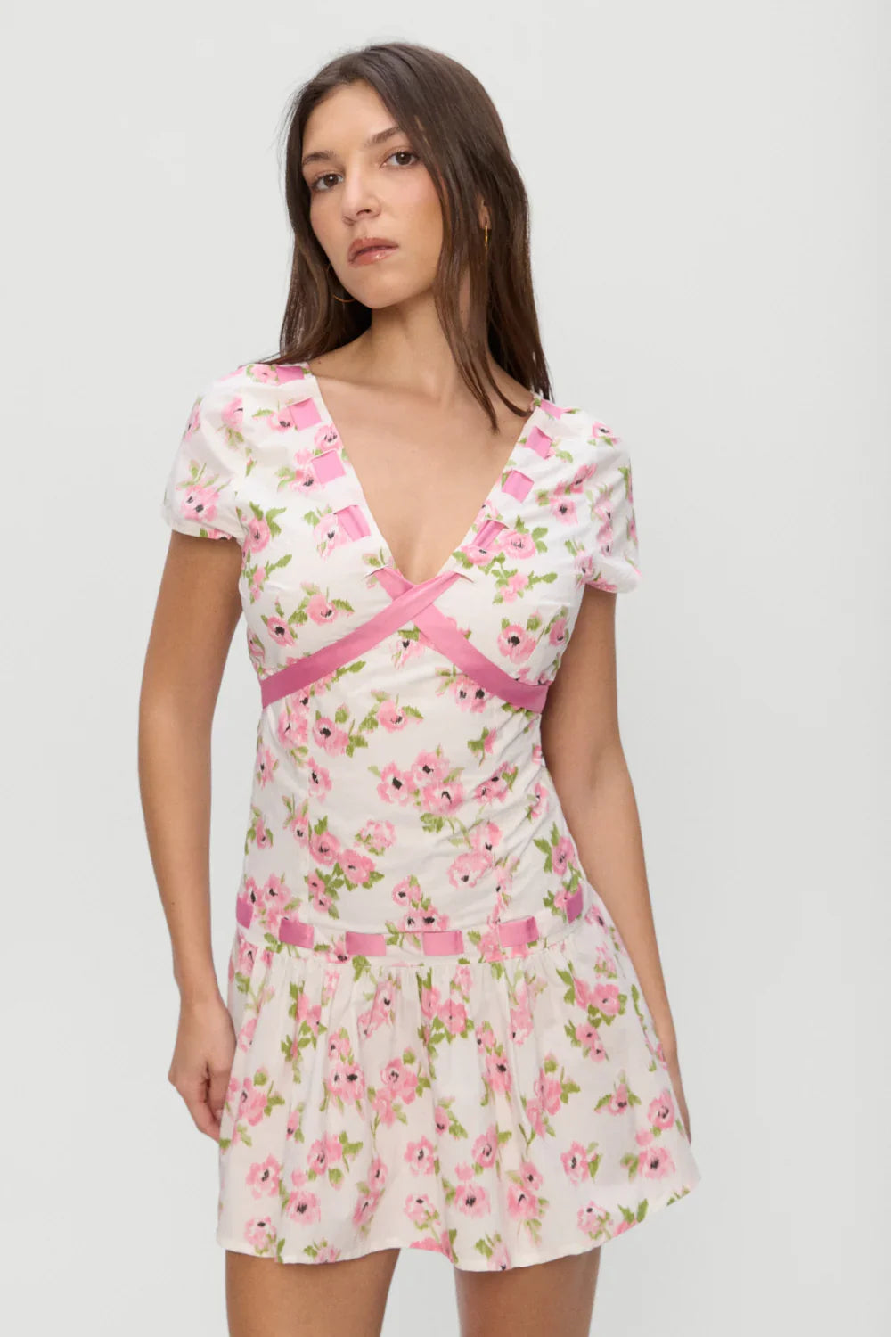Belladonna Cotton Floral Mini Dress Rosebush