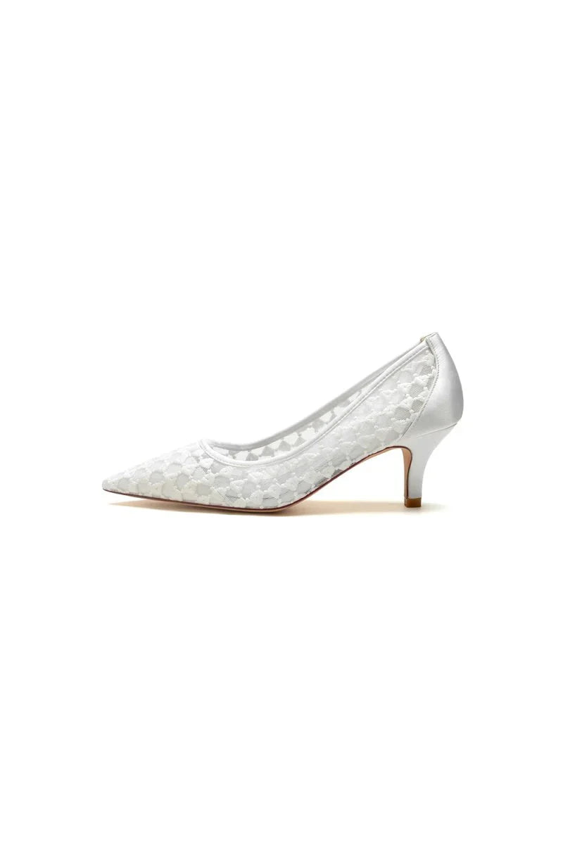 Lace Pointed Toe Wedding Stiletto Heels