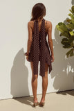 ALORA SCOOP NECK MINI DRESS CHOC LEMON POLKA
