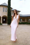 The Isabeau Satin Maxi Dress Pink
