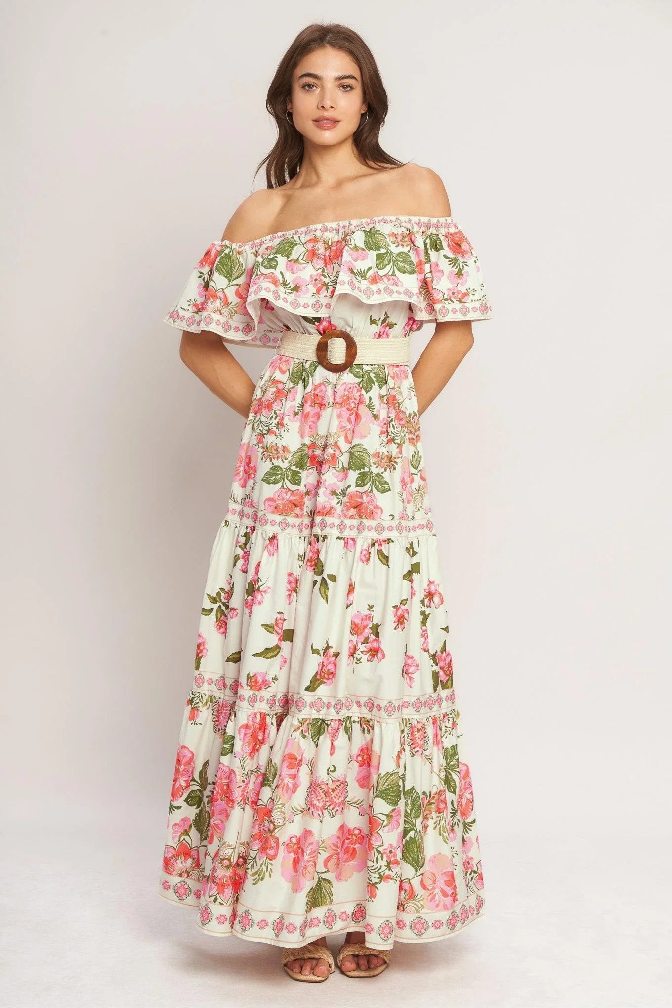 SWEET ESCAPE OFF SHOULDER MAXI DRESS