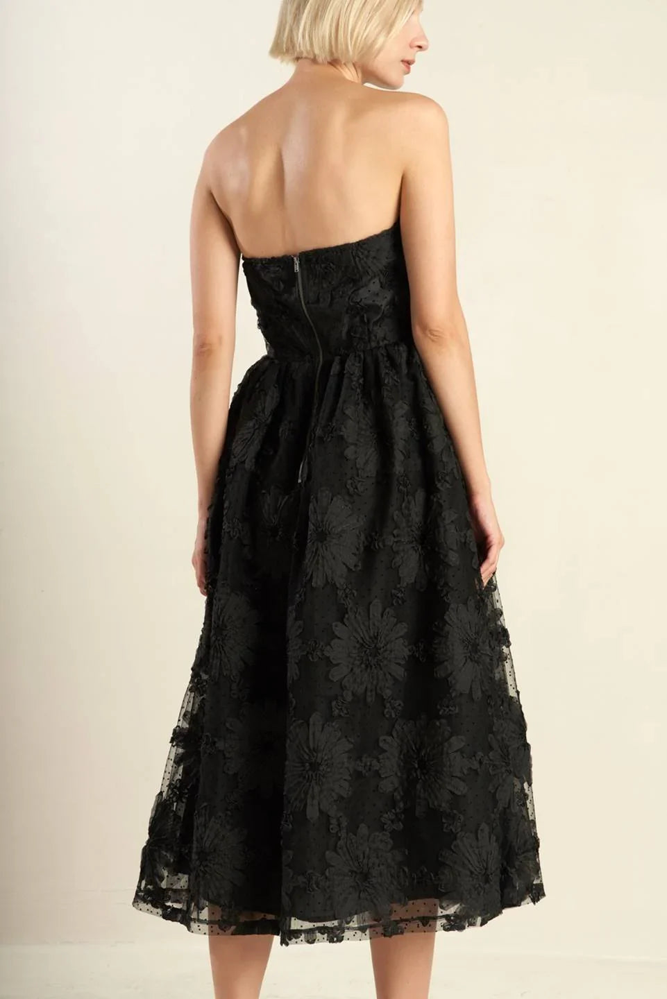 CONFIDENCE GAME BLACK LACE MIDI DRESS