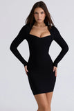black long sleeve bandage mini dress