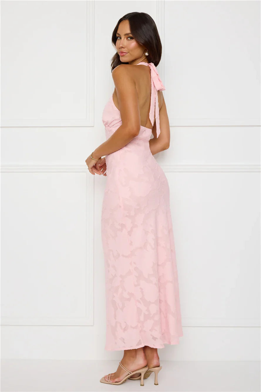 Legally Luxe Halter Maxi Dress Pink