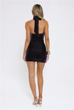Velvet Nights Halter Mini Dress Navy