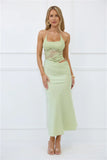 Radiate Positivity Halter Lace Maxi Dress Sage