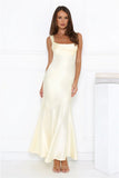 Kiss Crush Satin Maxi Dress Yellow
