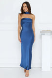 Precious Pearl Satin Maxi Dress Navy