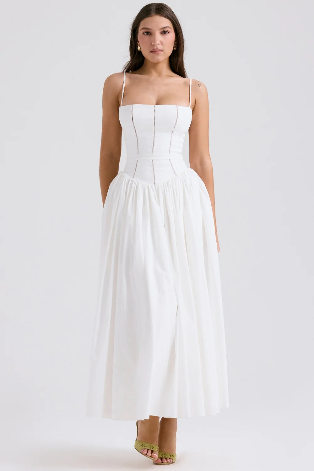 white cotton maxi sundress